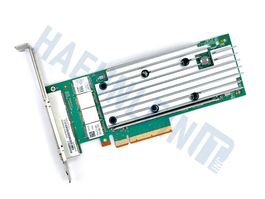 A QLogic QL41164HFRJ server network adapter with a green circuit board, a silver metal heatsink, and a gold PCI Express connector, shown on a white background with a faint watermark.