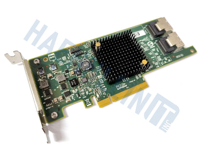 An HP H220 host bus adapter with a large black heatsink, two ports, and a silver metal bracket, shown on a white background with a faint watermark.