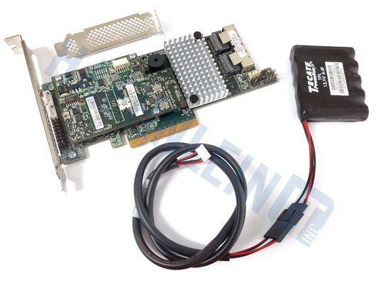 A Broadcom / LSI 9271-8i RAID controller with a silver heatsink, green circuit board, and a black CacheVault battery module, shown on a white background with a faint HaehnleinIT Inc watermark.