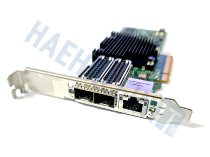 A NVIDIA Mellanox MBF2H332A-AECOT PCIe DPU SmartNIC with a green PCB, a large black heatsink, close-up of the dual SFP56 ports, and a full height slot bracket, shown on a white background with a faint HaehnleinIT Inc. watermark.